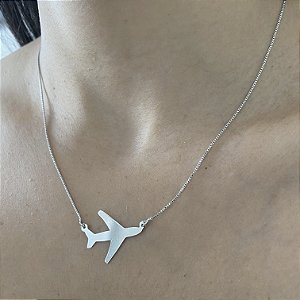 Colar Avião Ródio