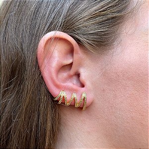 Brinco Ear Cuff Zircônias