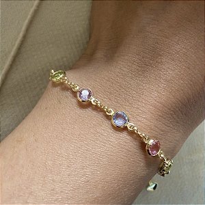 Pulseira Pedras Coloridas Zircônia