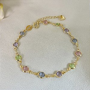 Pulseira Pedras Coloridas Zircônia