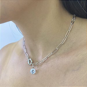 Colar Elos Iguais com Zircônia