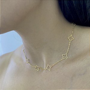 Colar Choker Trevo Vazado