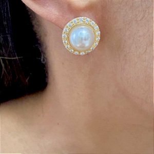 Brinco Nobre - Pérola com Zircônias