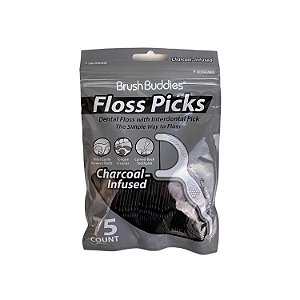 Fio Dental Floss Picks Carvão Ativado 75Un