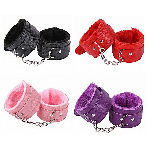Algemas de Couro com Forro Macio e Corrente Metálica - Cores Sortidas