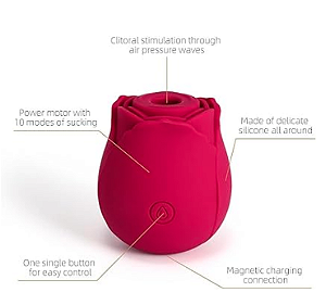 Magic Rose 2 - Rosa Sugador de Clitóris com 10 modos de Pulsação - Vermelho