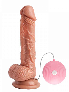 Pênis Realístico David com Escroto, Ventosa e Vibro – Pele Clara | 12 x 3,8 cm