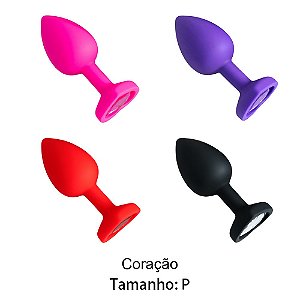 Plug Anal silicone P Cores Diversas - PEDRA CORAÇÃO