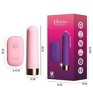 Bullet Vibrador com 10 modos de Vibração e Controle sem fio Recarregável - Cores variadas