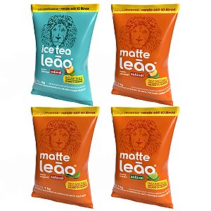 4kg Chás Solúveis Leão (Chá Preto com Pêssego, Mate com Limão, Mate com Pêssego e Mate Natural)