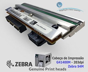 Cabeça de impressao Zebra S4M, Zebra G41400M - Lservice peças e impressoras.
