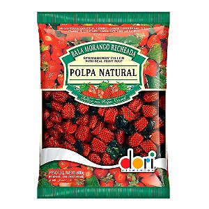 Bala Morango Recheada Polpa Natural 600g  Dori