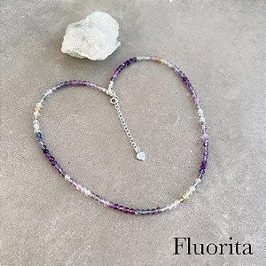 Gargantilha Equilibrium - Prata e Fluorita
