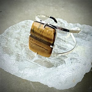 Bracelete Olho de Tigre Prata