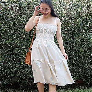 Vestido Aurora Bordado Azul