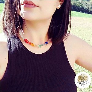 Choker 7 Chakras, cascalho de pedras naturais. PROMO
