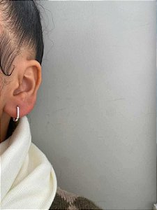 Argola Click Cravejada Retangular Pequena