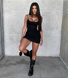 Vestido Canelado Alça