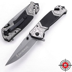 Canivete Tático Browning F119 Grey Titanium Aço Inoxidável