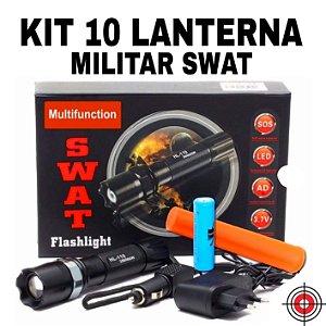 ATACADO KIT 10 Lanterna Militar Tática SWAT
