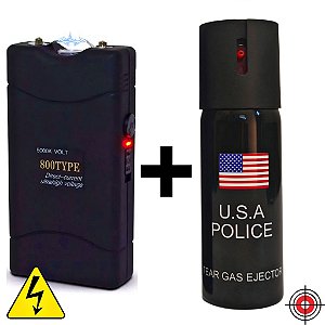 Kit Defesa Pessoal Taser + Spray de Defesa POLICE U.S.A 60ml