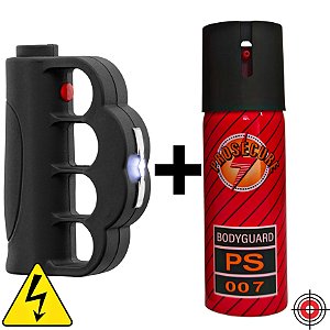 Kit Defesa Pessoal Soco Taser + Spray de Defesa BODYGUARD PS 007 60ml