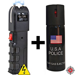 Kit Defesa Pessoal Super Taser + Spray de Defesa POLICE U.S.A 60ml
