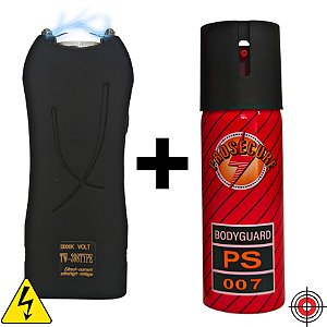 Kit Defesa Pessoal Mini Taser + Spray de Defesa BODYGUARD PS 007 60ml