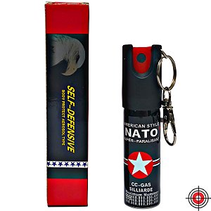 Chaveiro Mini Spray de Defesa AMERICAN NATO BLACK CS-GAS 20ml