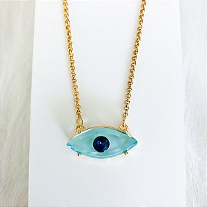 COLAR OLHO GREGO CRISTAL AZUL.