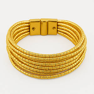 Pulseira Canutilho Banhado a Ouro 18K MAIA 14 Fios com Fecho Magnético