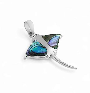 Pingente Arraia abalone bali em Prata 925