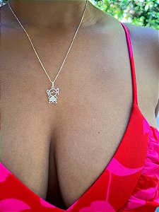 Colar Menina cristal em Prata 925