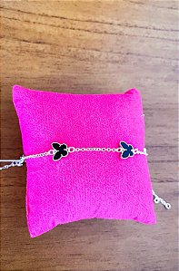 Pulseira Borboletas Preta Van cleef em Prata 925