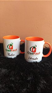 Caneca Personalizada Porcelana Interior Laranja