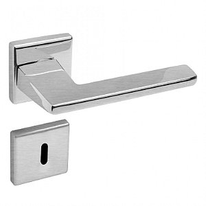 Conjunto Fechadura 451 La Fonte Zamac Interna Cromado Acetin