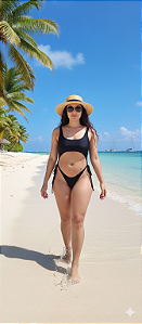 Biquini com Top e Fio Dental Sensual Shore - Preto