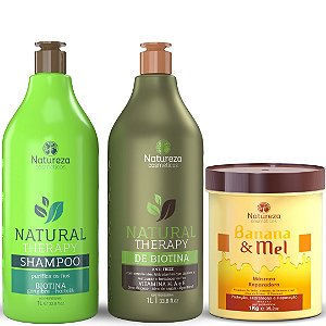 Kit Biotina Orgânica  + Máscara de Banana e Mel 1Kg - Natureza Cosméticos