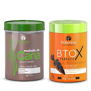 Kit Máscara Melado de Cana 1Kg + Btox de Cenoura - Natureza Cosméticos