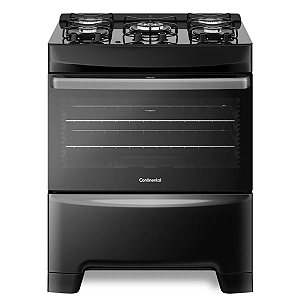Fogão 5 Bocas Mesa de Vidro Preto Continental (FC5GP)