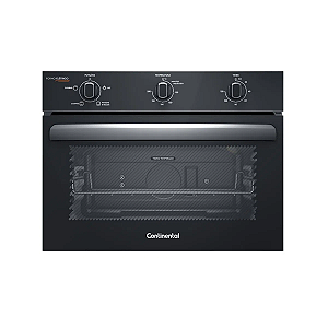 Cooktop 4 Bocas Continental a Gás de Vidro Temperado Preto + Forno de Embutir Elétrico Continental 50L com TOPLimpaFácil (KC4GP+OC4EM)