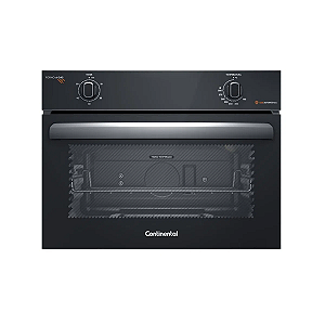 Cooktop 4 Bocas Continental a Gás de Vidro Temperado Preto + Forno de Embutir a Gás Continental 50L com TOPLimpaFácil (KC4GP+OC4GM)