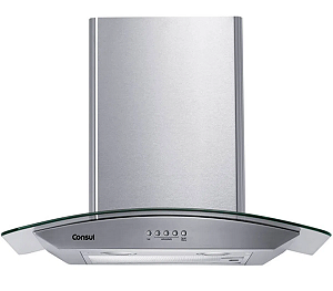 Coifa de Parede Consul 60 cm Inox 4 bocas com design em vidro e aviso lavar filtro (CAP60AR)
