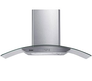Coifa de Parede Consul 90 cm Inox 5 e 6 bocas com design em vidro e aviso lavar filtro (CAP90AR)