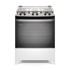 Fogão 5 bocas Electrolux Branco Efficient com Mesa Inox, PerfectCook e VaporBake (FE5IB)