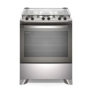 Fogão 5 bocas Electrolux Cinza Efficient com Mesa Inox, PerfectCook e VaporBake (FE5IC)