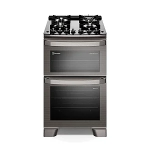 Fogão 4 bocas Electrolux Cinza Experience com Mesa de Vidro (FE4DC) - Duplo Forno e PerfectCook360