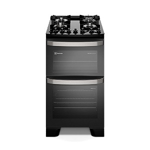 Fogão 4 bocas Electrolux Preto Experience Mesa vidro, 2 Fornos e Tripla Chama (FE4DP)