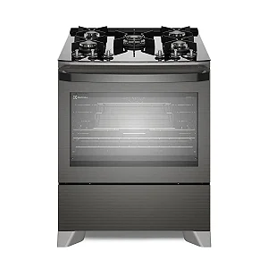Fogão 5 bocas Electrolux Cinza Expert Função Air Fryer, Mesa Vidro, Grill e Timer (FE5AP)