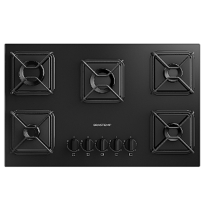 Cooktop 5 Bocas a Gás Brastemp com Grades de ferro Aramado e Chama Simmer - BDD75BE
